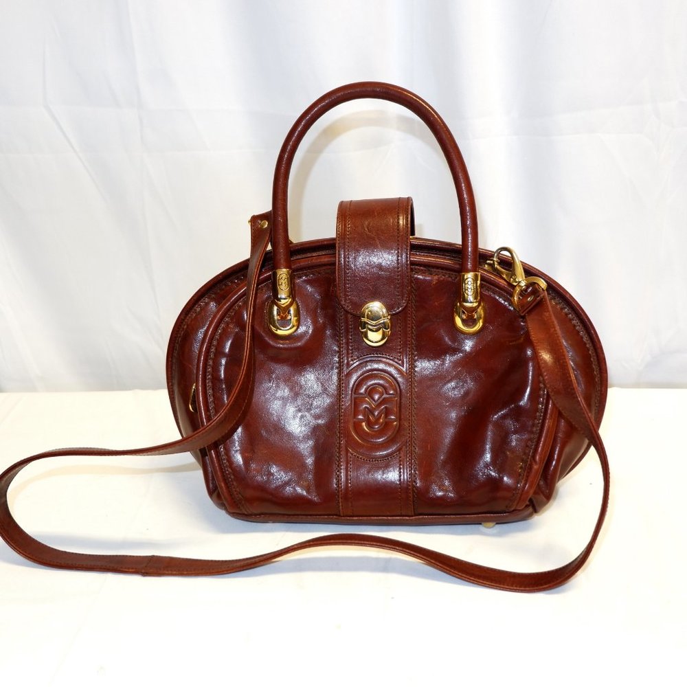 Marino Orlandi Italy Large Brown Leather Purse / Cross Body Bag